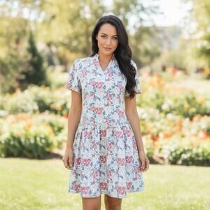 BTFBM Floral Dress Women's Small Ruffle Boho Casual Mini Kentucky Derby Dress